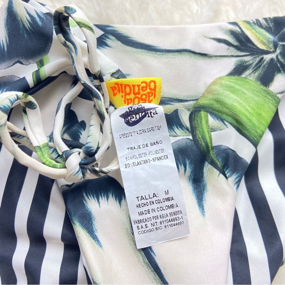 NWOT agua Bendita caliope floral beaded string bikini 12463 - Picture 9 of 12